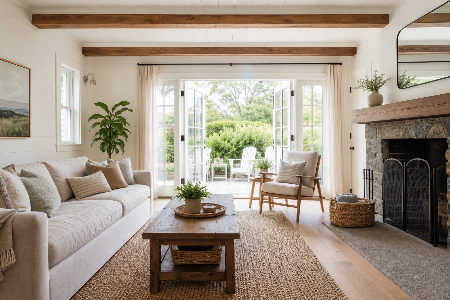 Bright Airbnb cottage living room ready for short-stay guests