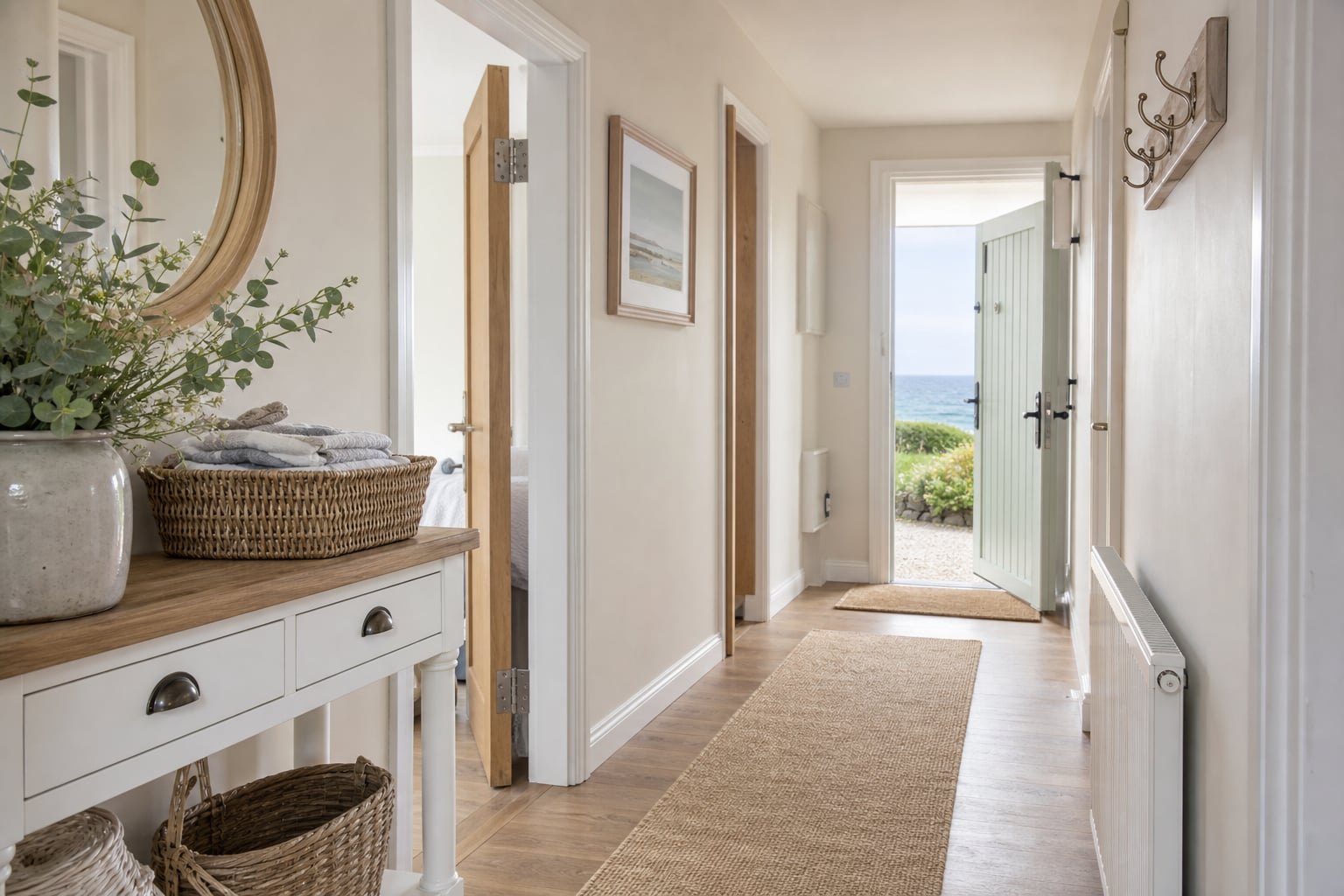 Holiday cottage hallway prepared for a compliance visit