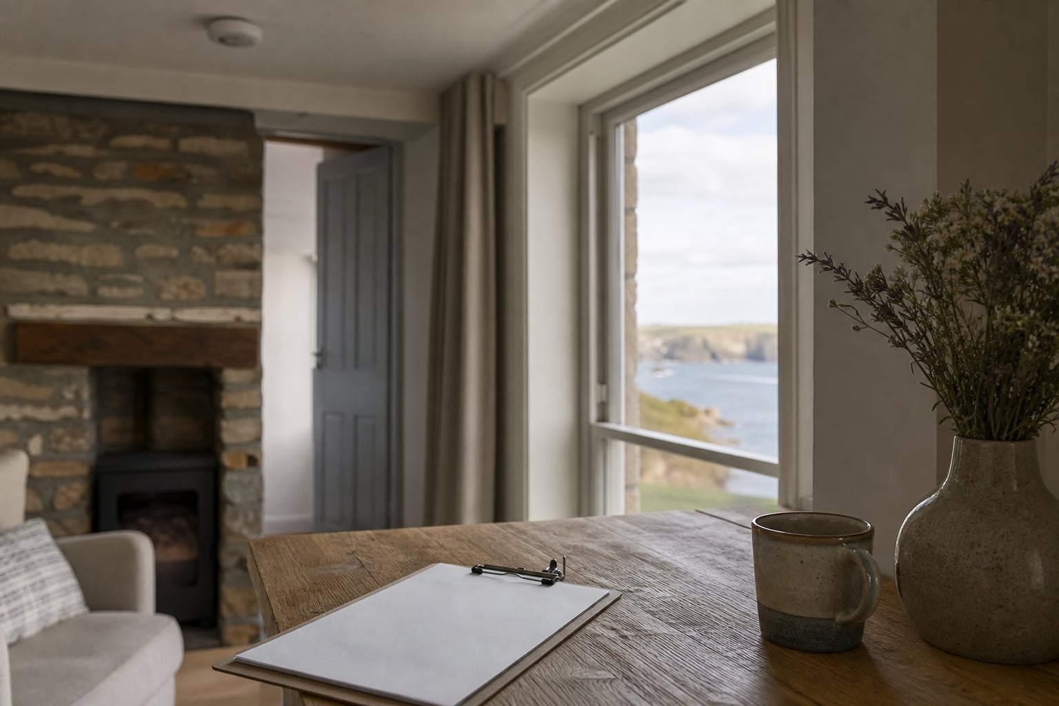 Calm fire-risk assessment visit in a holiday cottage