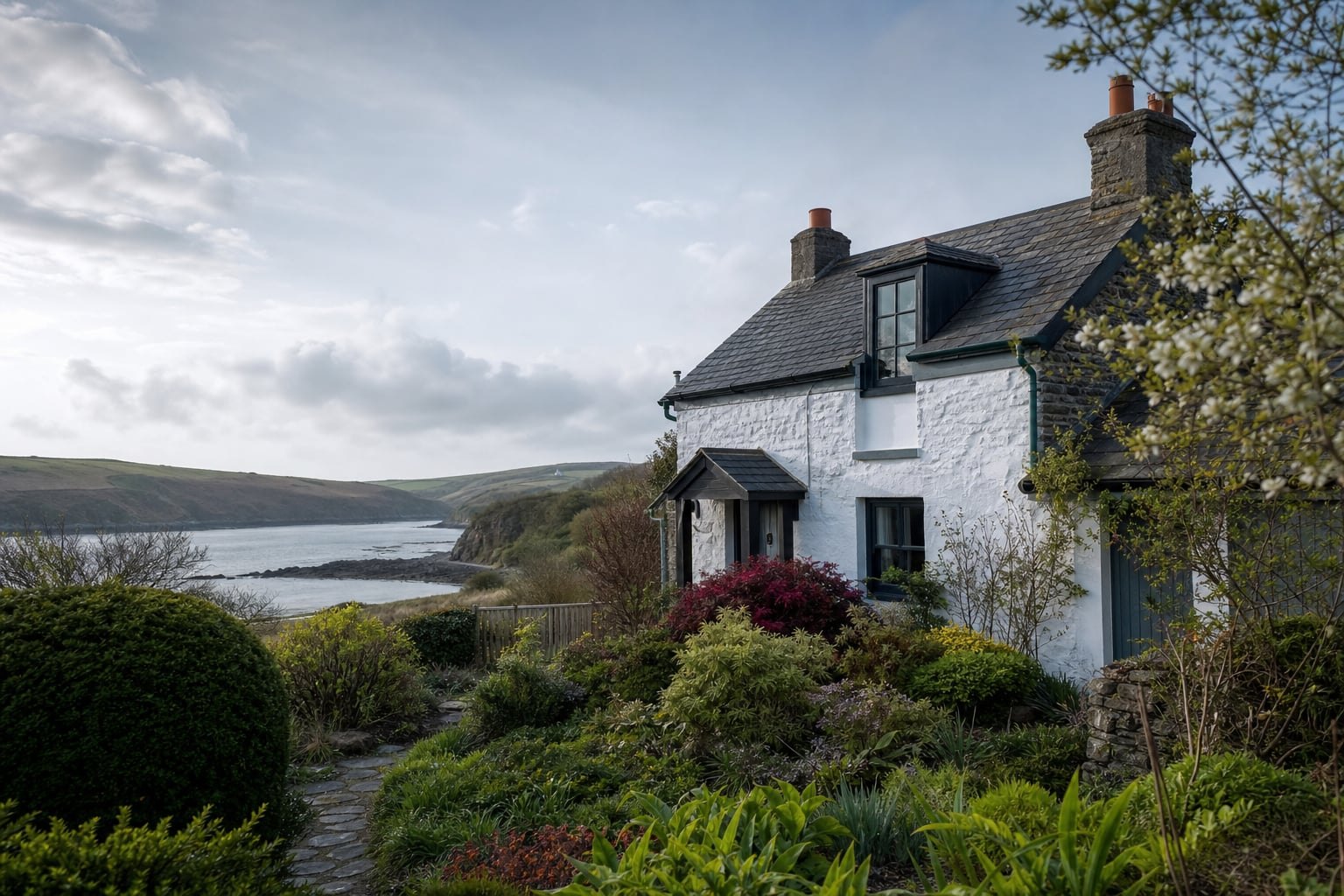 Newport Pembrokeshire estuary cottage in soft light