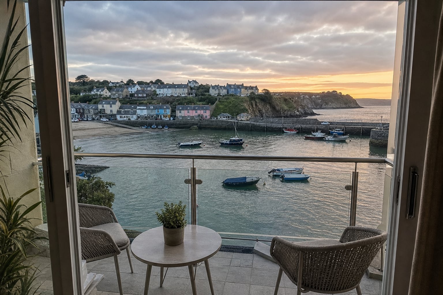 Balcony threshold overlooking the harbour