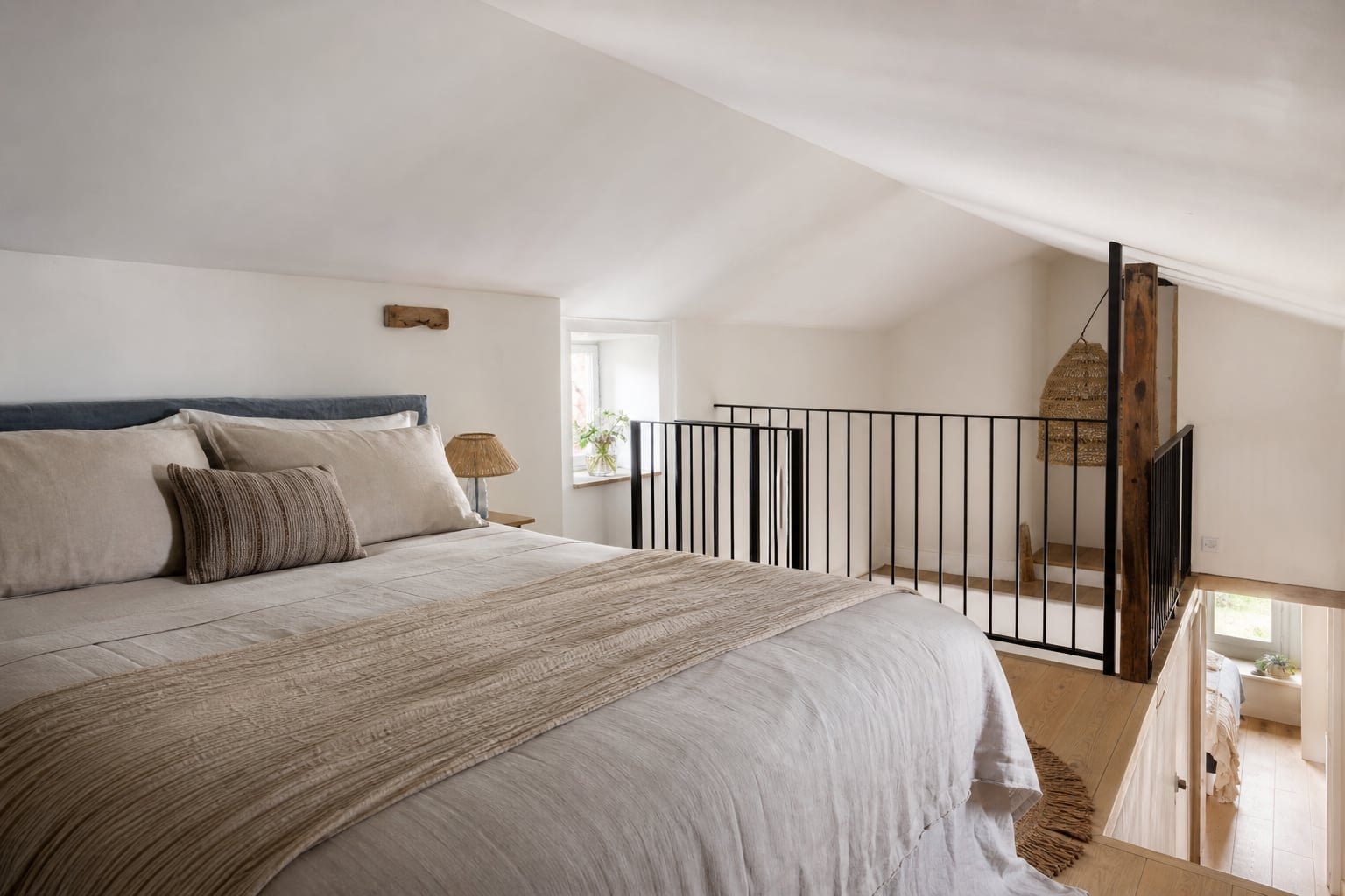 Wide view of mezzanine loft sleeping area